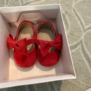 Red Dress Shoes with Bow and Strap